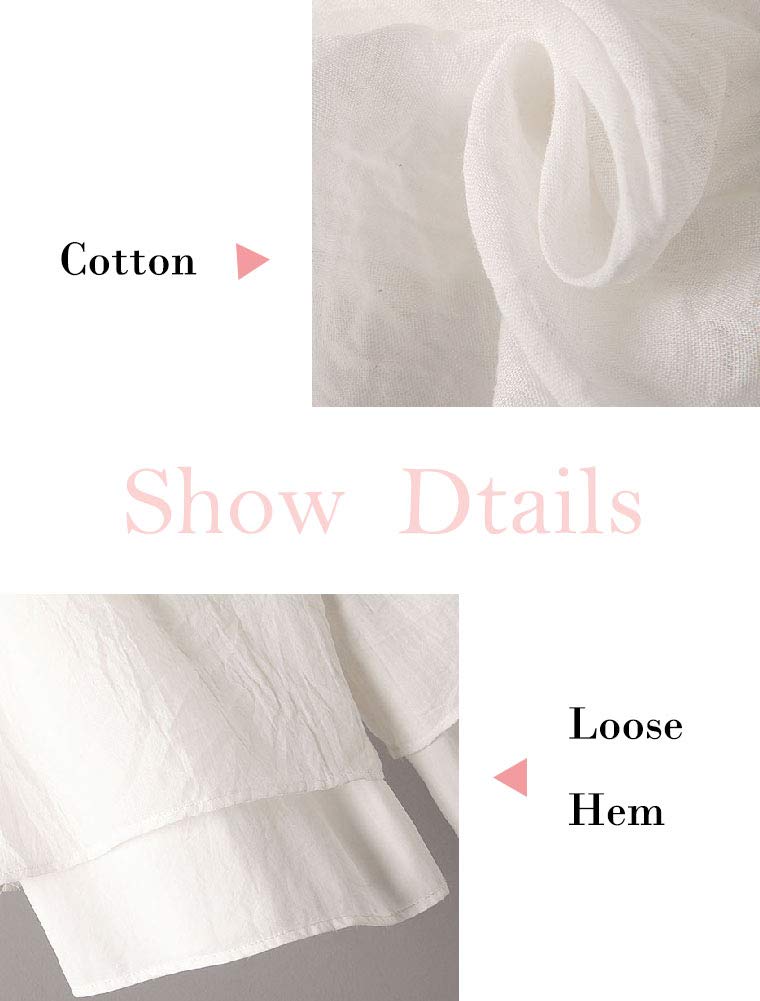 Minibee Women's Wide Leg Pants Loose Layer Capris Palazzo Elastic Waist Trousers White XXL - Image 4